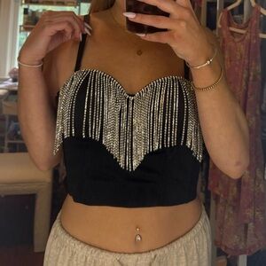Diamond fringe corset crop top